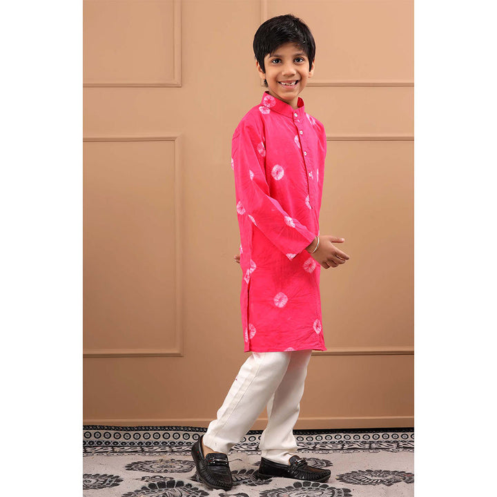 Hatheli Boys Pink Bandhani Cotton Sustainable Kurta