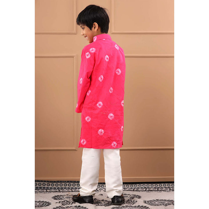 Hatheli Boys Pink Bandhani Cotton Sustainable Kurta