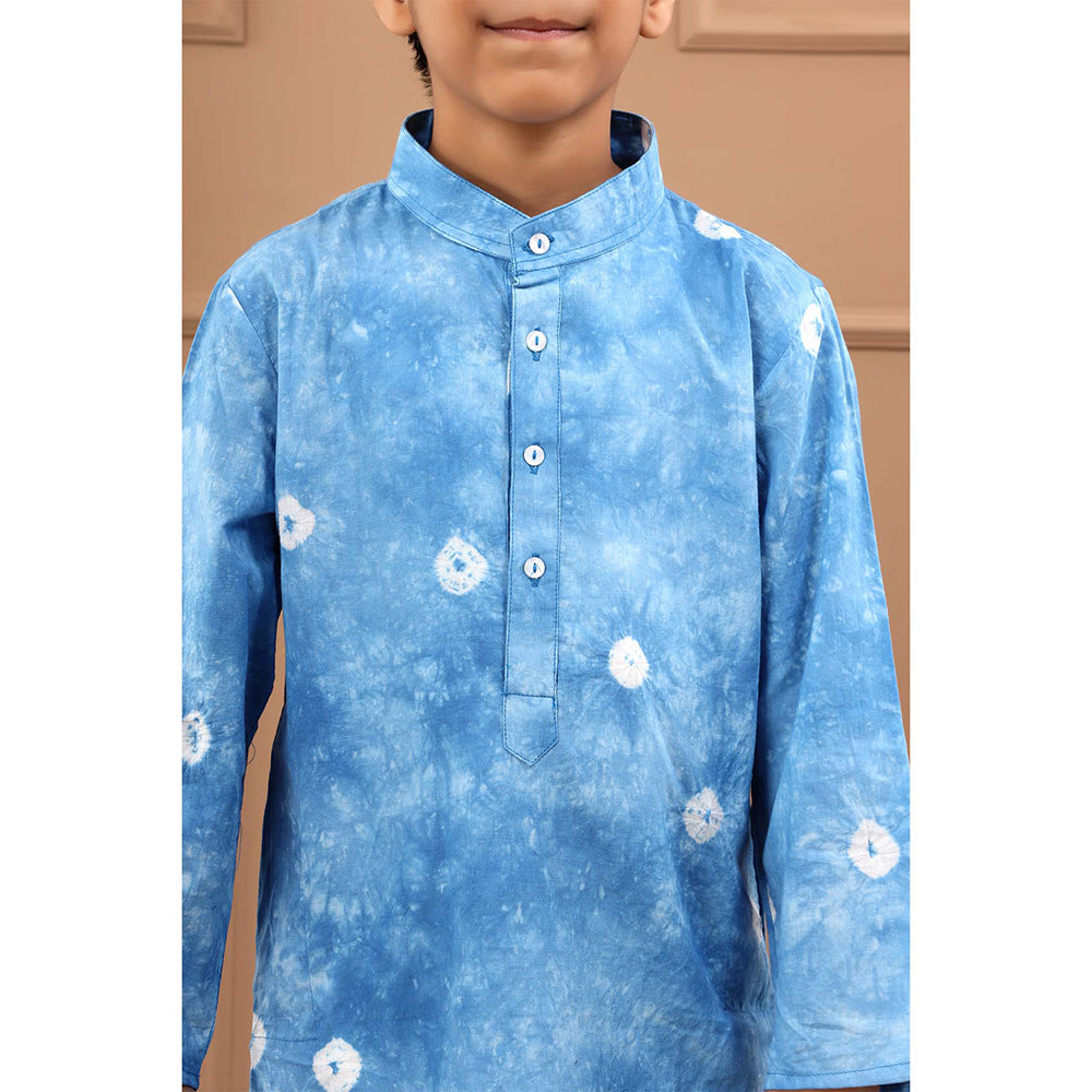 Hatheli Boys Cotton Sustainable Hand Dyed Bandhani Kurta