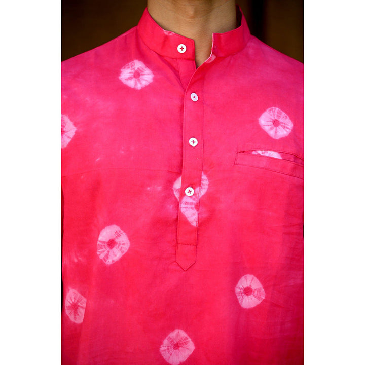 Hatheli Hand Dyed Bandhani Cotton Kurta - Pink