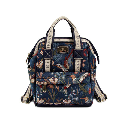 HENNEY BEAR Navy Blue Hummingbird Compact Backpack