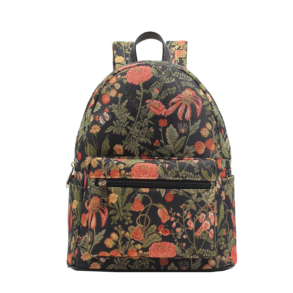HENNEY BEAR Floral Summer Black Backpack
