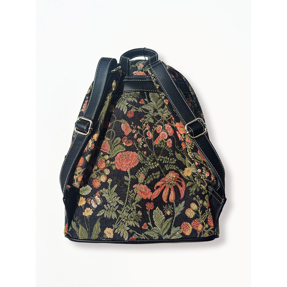 HENNEY BEAR Floral Summer Black Backpack