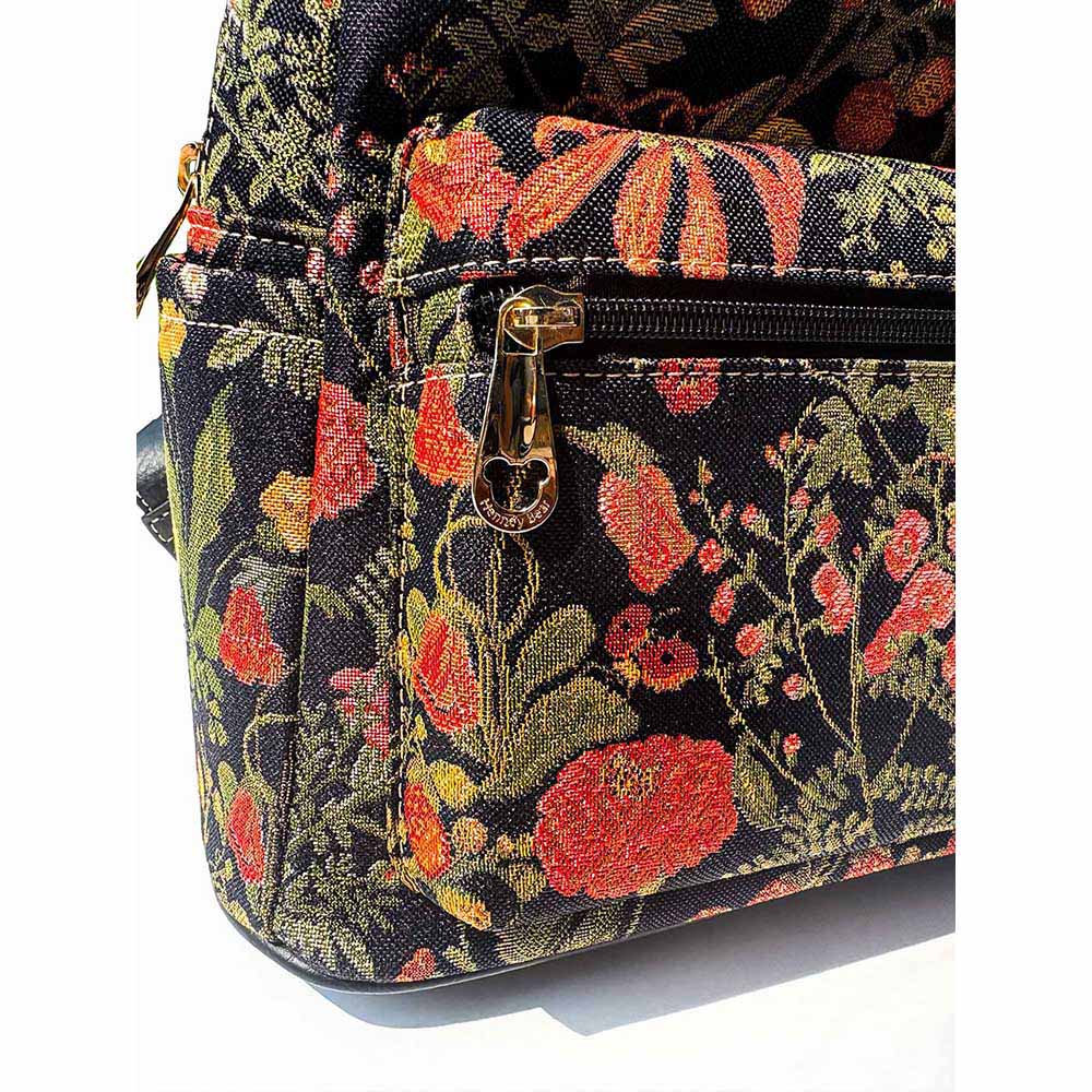 HENNEY BEAR Floral Summer Black Backpack