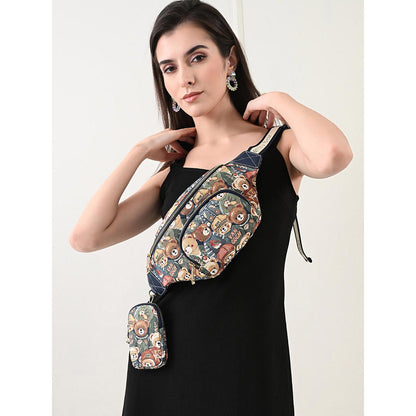 HENNEY BEAR Green Bear Crossbody Bag with Detachable Coin Pouch