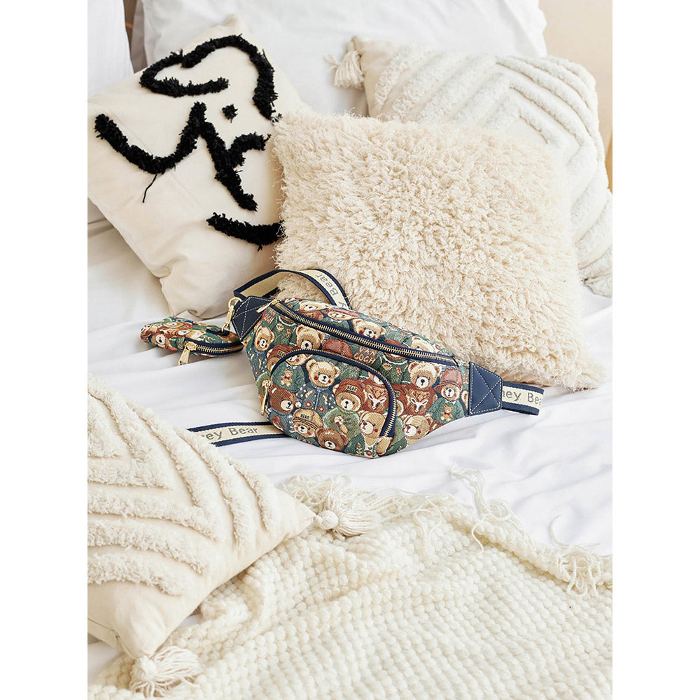 HENNEY BEAR Green Bear Crossbody Bag with Detachable Coin Pouch