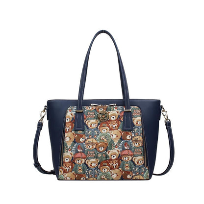 HENNEY BEAR Green Bear Handbag with Detachable Strap