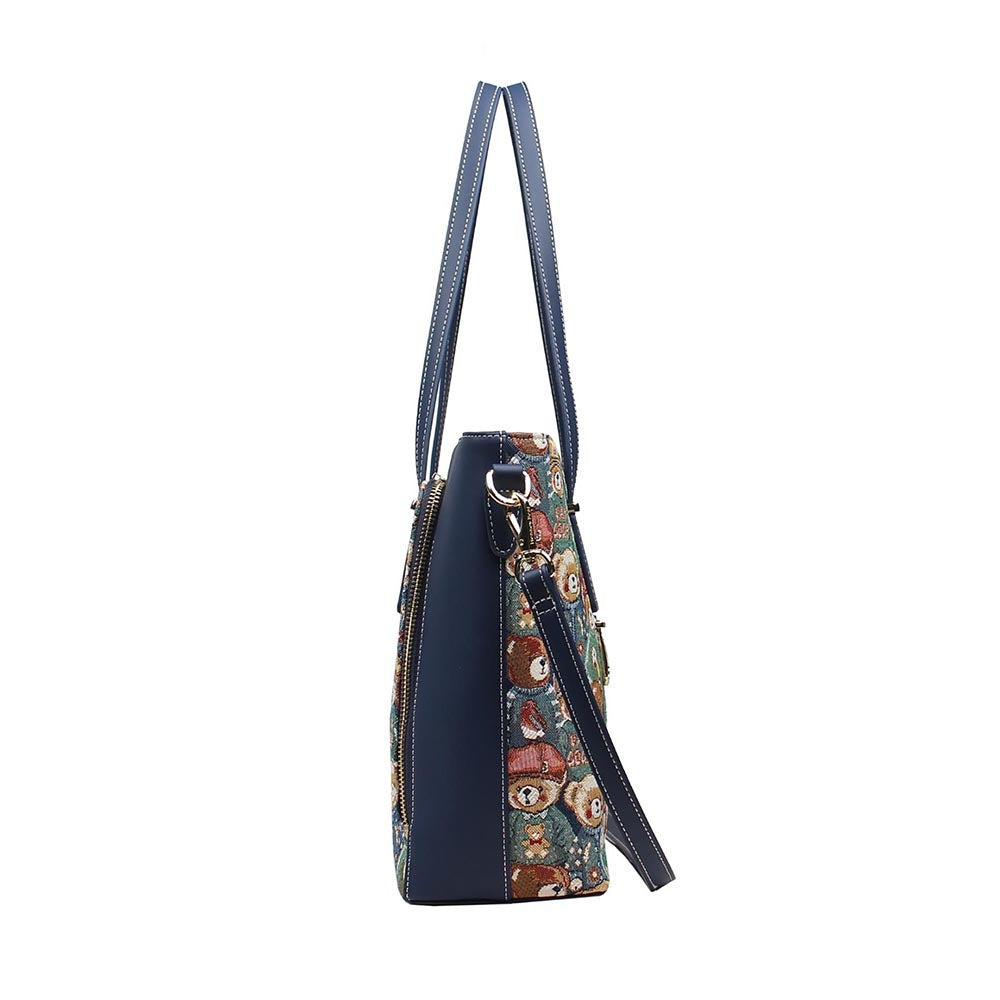 HENNEY BEAR Green Bear Handbag with Detachable Strap