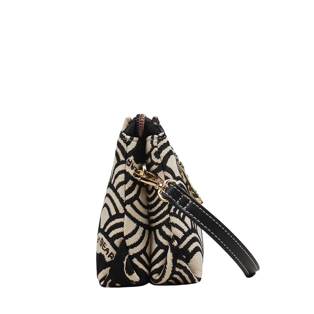 HENNEY BEAR Black White Wave Sling Bag with Detachable Strap