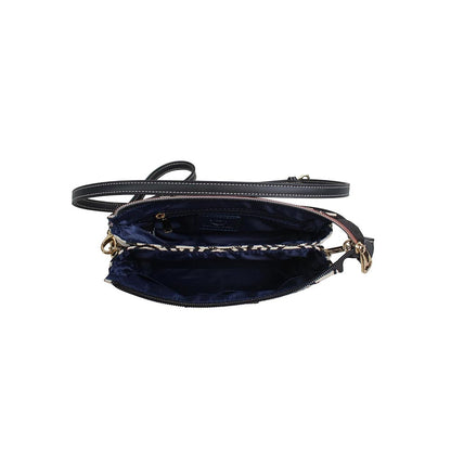 HENNEY BEAR Black White Wave Sling Bag with Detachable Strap