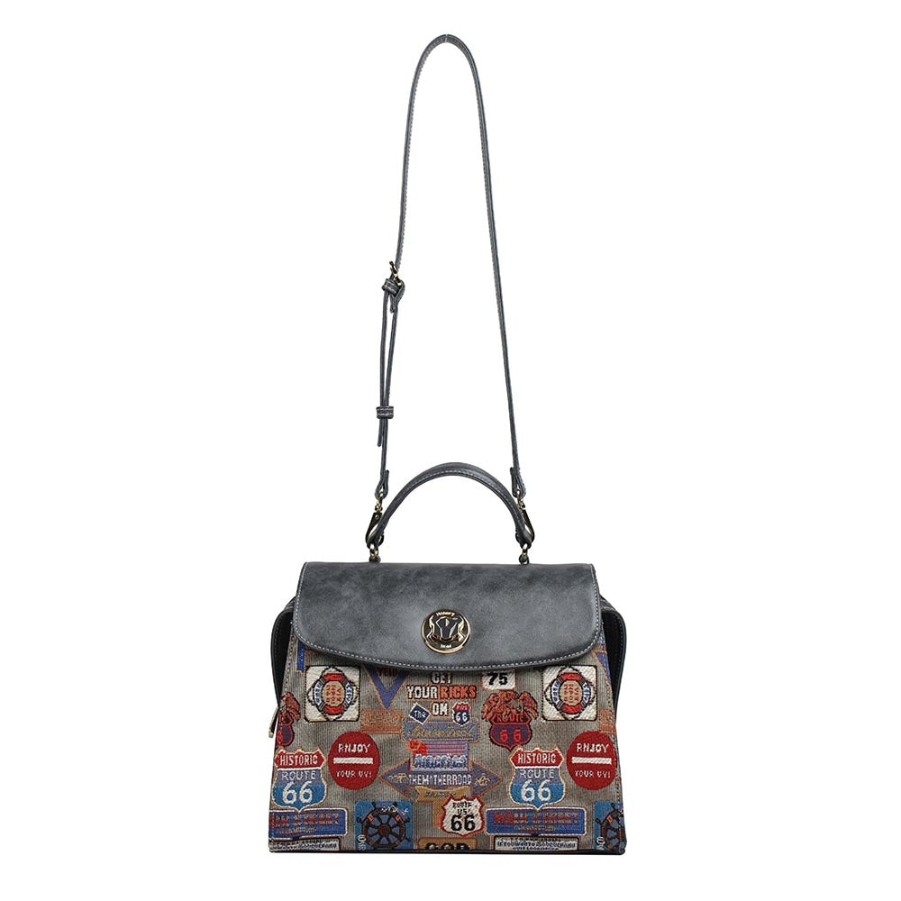 HENNEY BEAR Medal Plate Grey Backpack with Detachable Strap