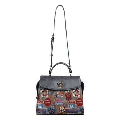 HENNEY BEAR Medal Plate Grey Backpack with Detachable Strap