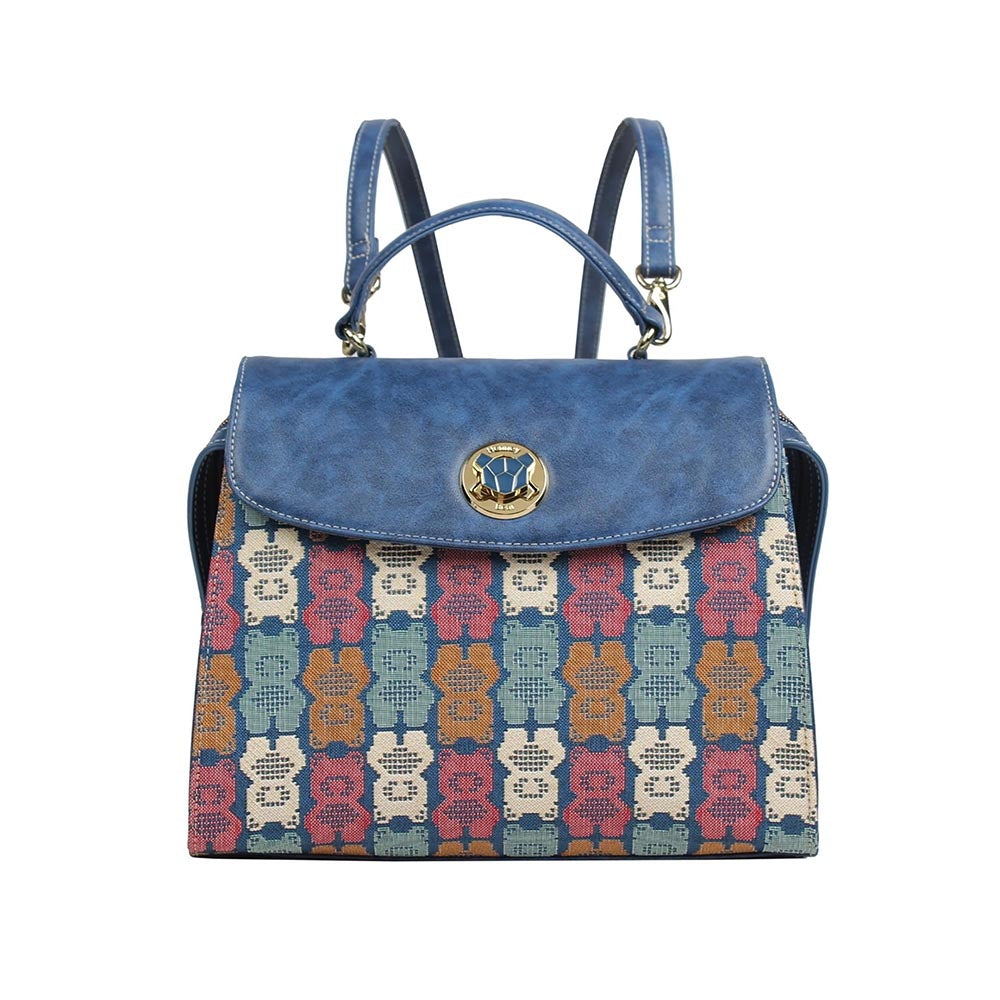 HENNEY BEAR Blue Brick Bear Backpack with Detachable Strap