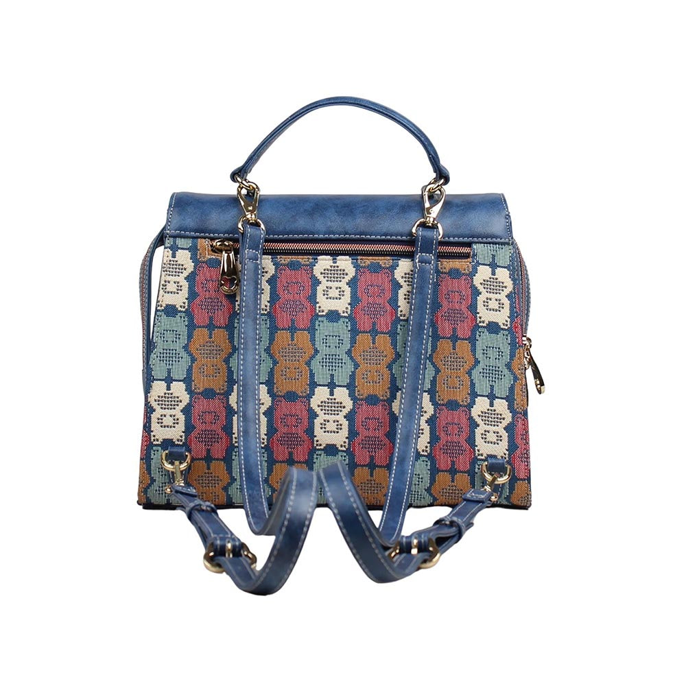 HENNEY BEAR Blue Brick Bear Backpack with Detachable Strap