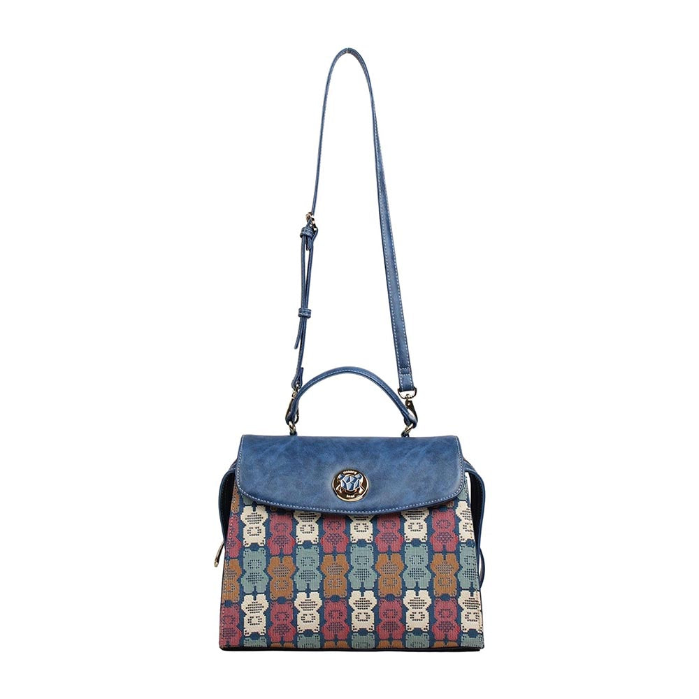 HENNEY BEAR Blue Brick Bear Backpack with Detachable Strap