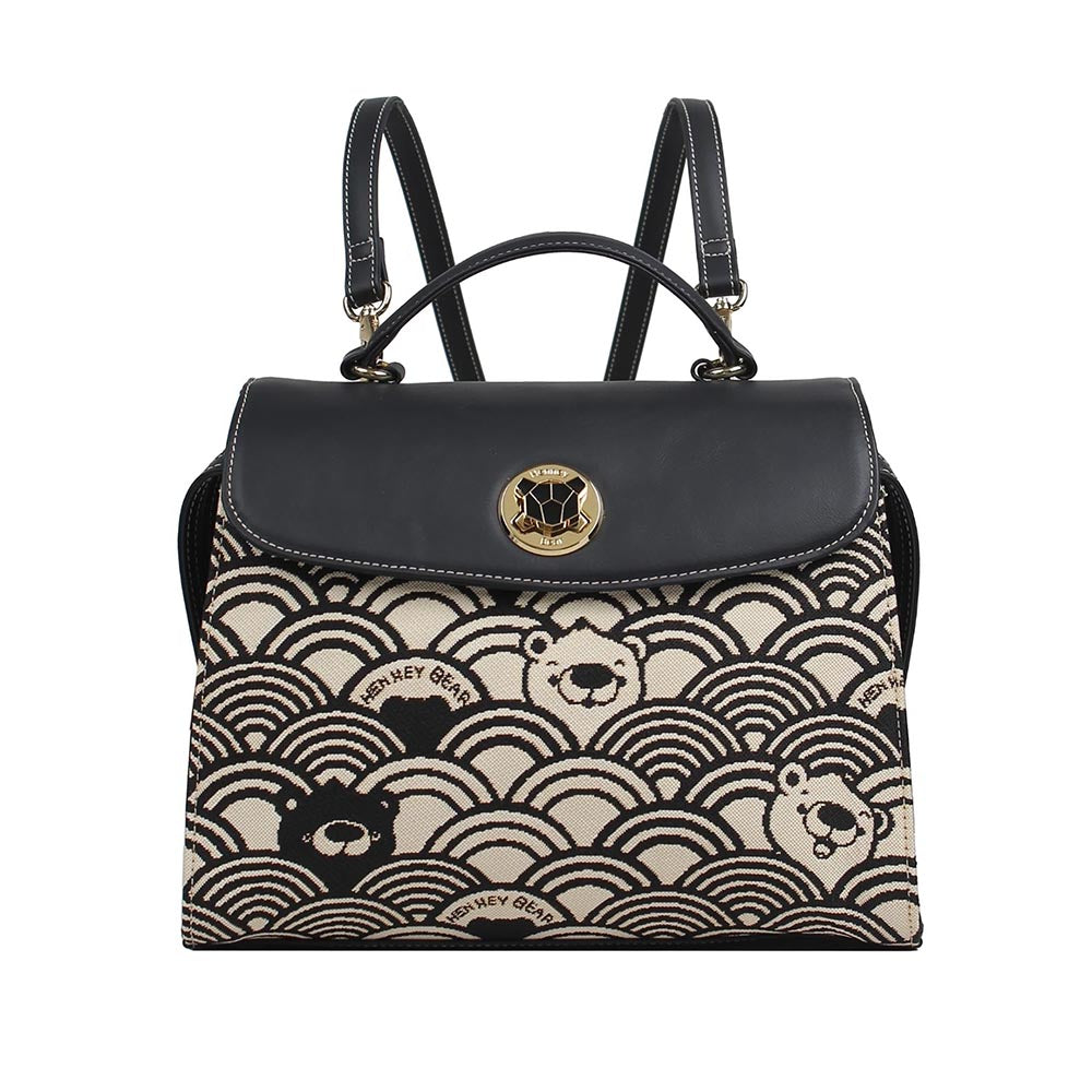 HENNEY BEAR Black Wave Backpack with Detachable Strap