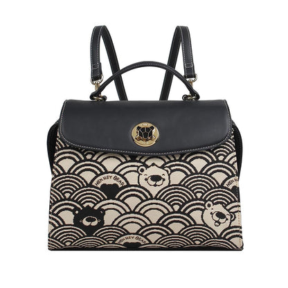 HENNEY BEAR Black Wave Backpack with Detachable Strap