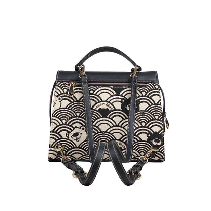HENNEY BEAR Black Wave Backpack with Detachable Strap