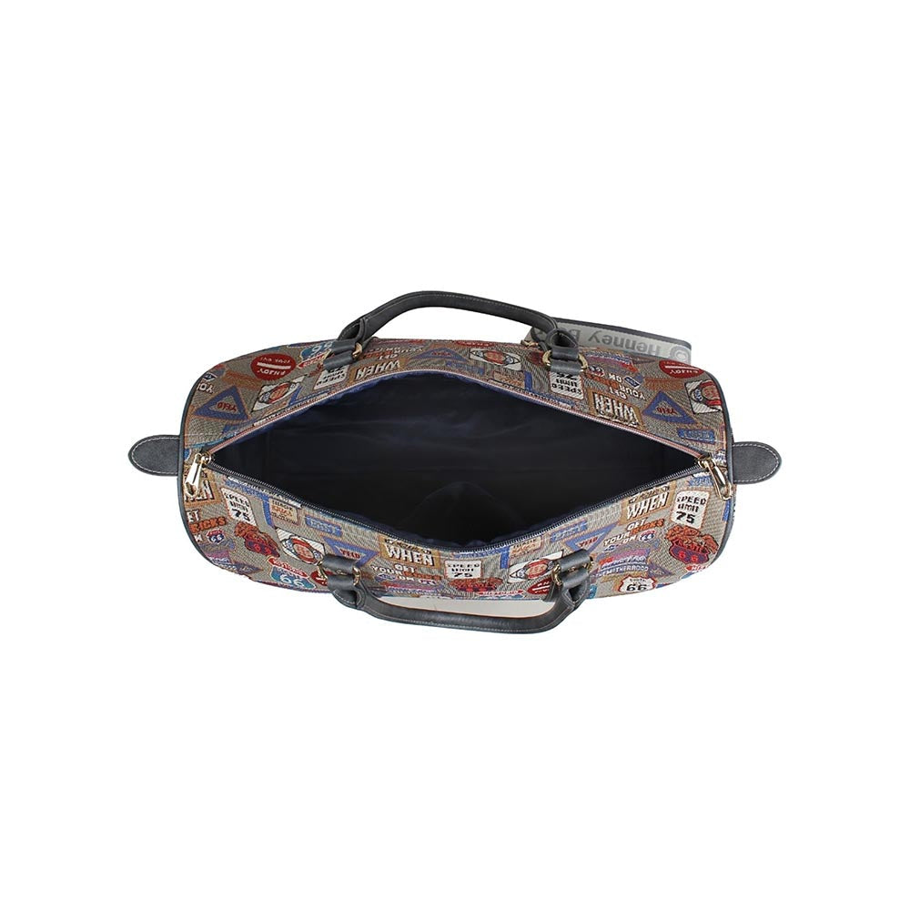 HENNEY BEAR Medal Plate Grey Duffle Bag with Detachable Strap