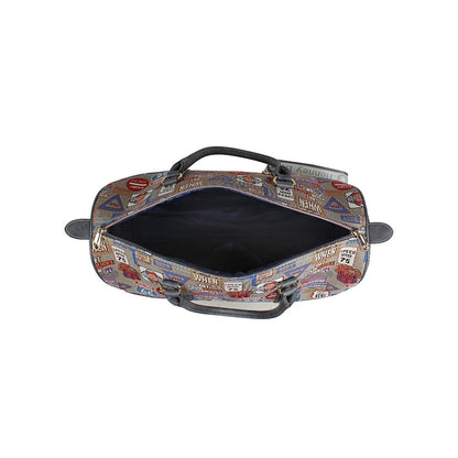 HENNEY BEAR Medal Plate Grey Duffle Bag with Detachable Strap