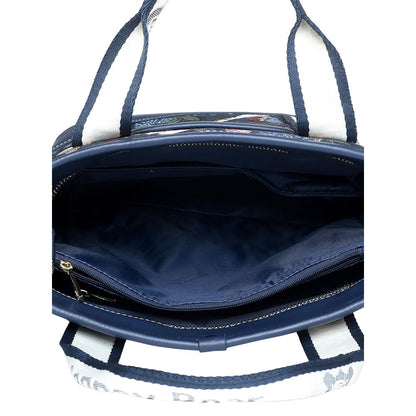 HENNEY BEAR Blue Hummingbird Top Handbag with Detachable Strap