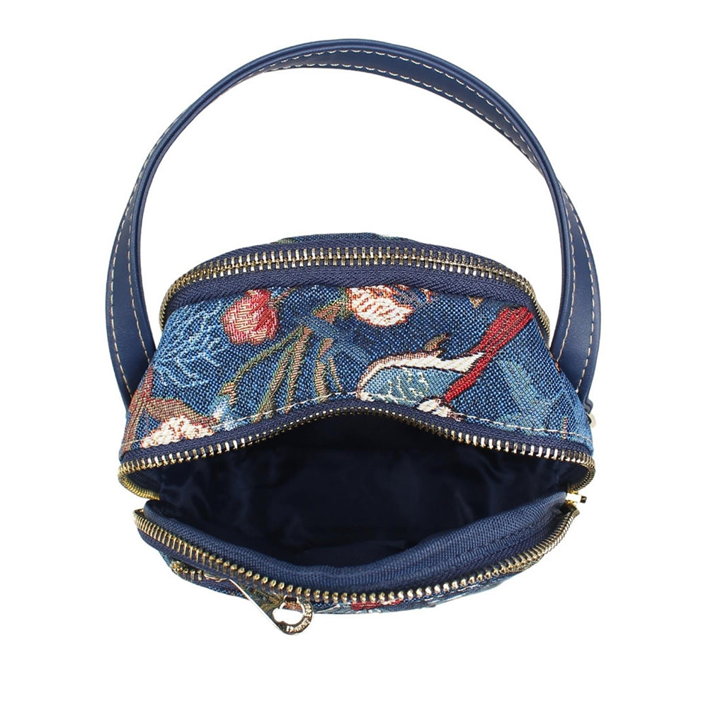 HENNEY BEAR Blue Hummingbird Crossbody Bag with Detachable Strap