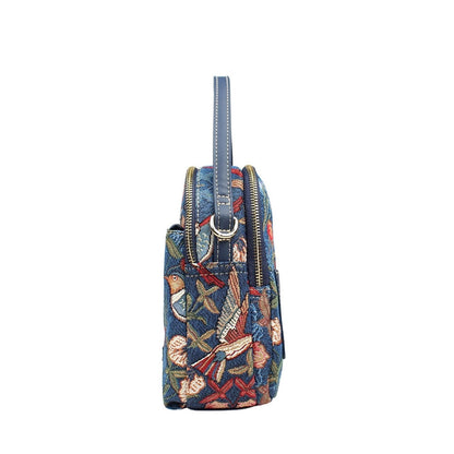 HENNEY BEAR Blue Hummingbird Crossbody Bag with Detachable Strap