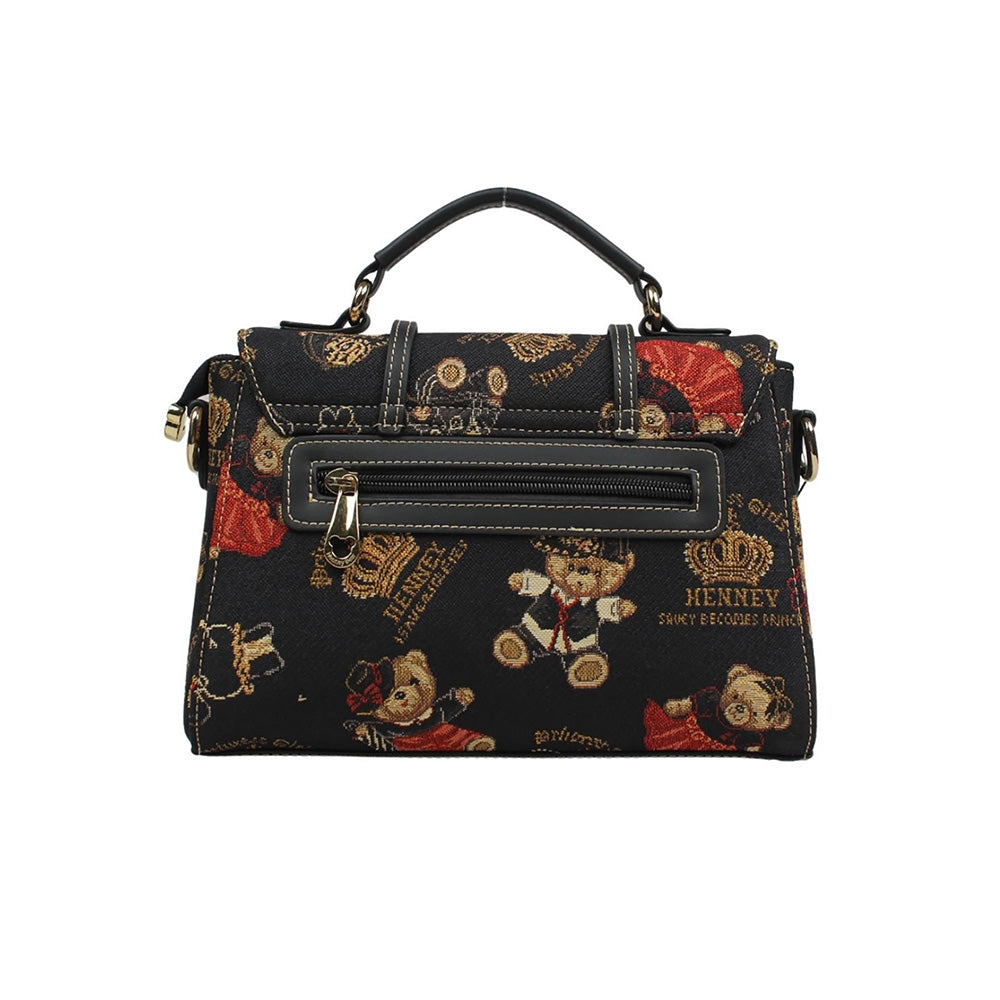 HENNEY BEAR Crown Bear Top Handbag with Detachable Strap