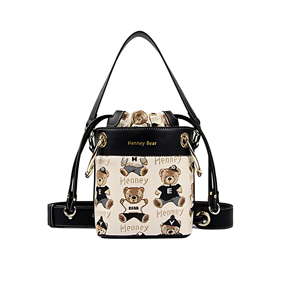 HENNEY BEAR Password Bucket Bag with Detachable Strap
