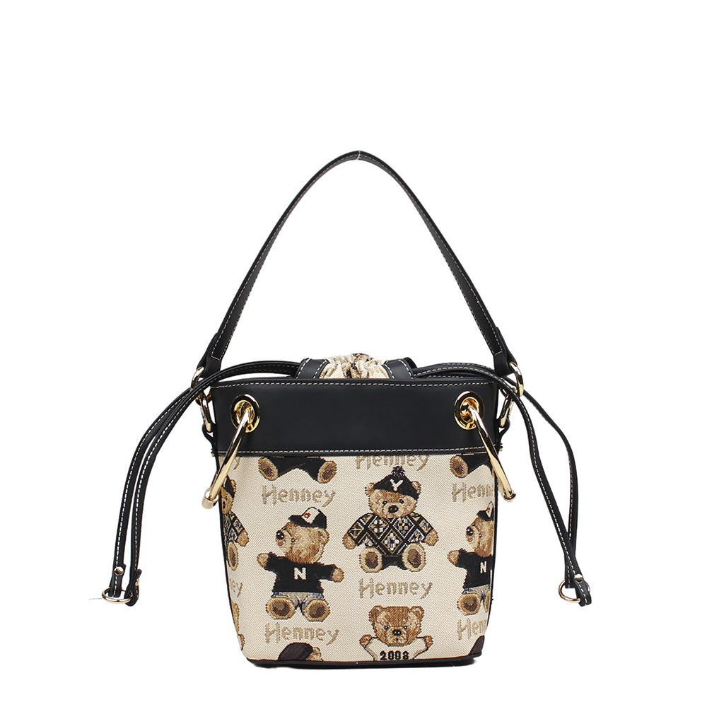 HENNEY BEAR Password Bucket Bag with Detachable Strap