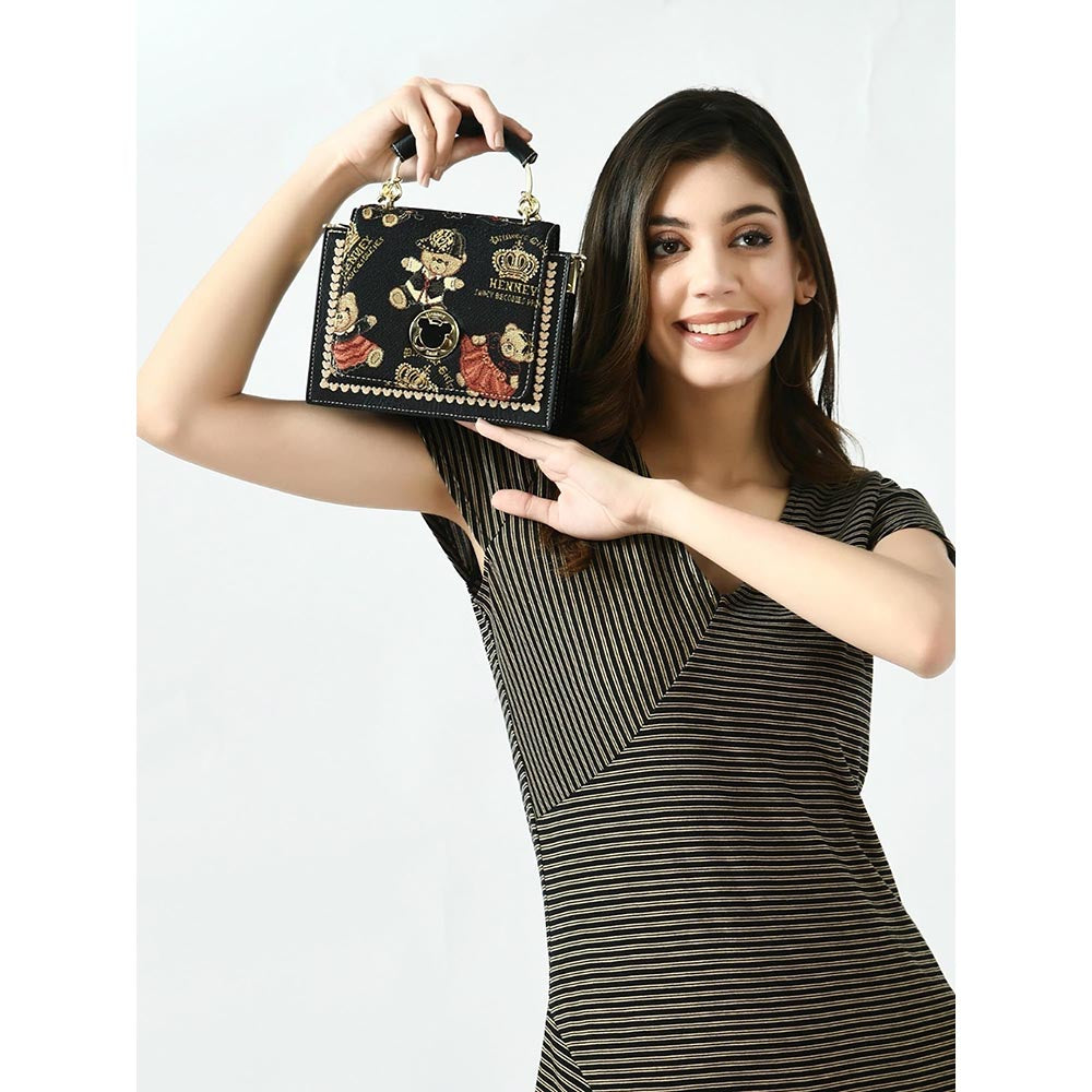 HENNEY BEAR Crown Bear Sling Bag with Detachable Strap