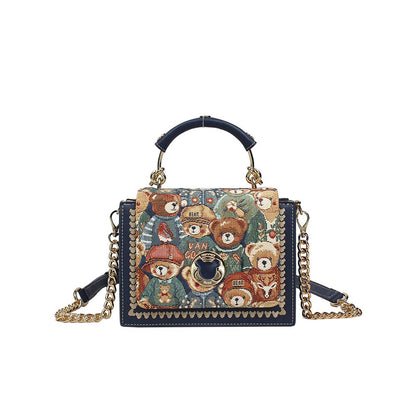HENNEY BEAR Navy Blue Bear Sling Bag with Detachable Strap