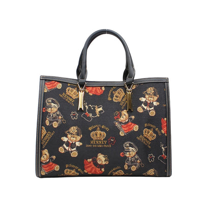 HENNEY BEAR Crown Bear Top Handbag with Detachable Strap