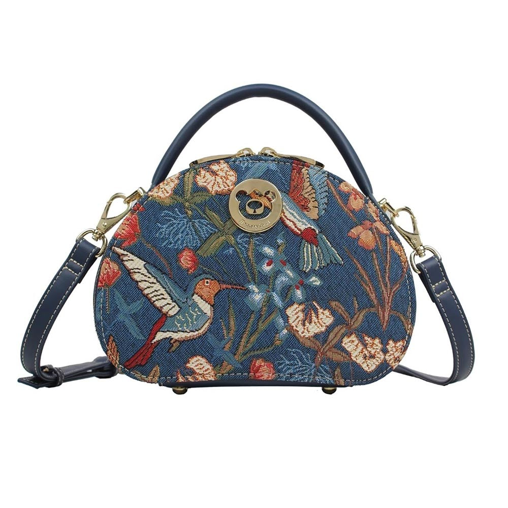 HENNEY BEAR Blue Hummingbird Sling Bag with Detachable Strap