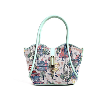 HENNEY BEAR London Bridge Top Handbag and Pouch with Detachable Strap