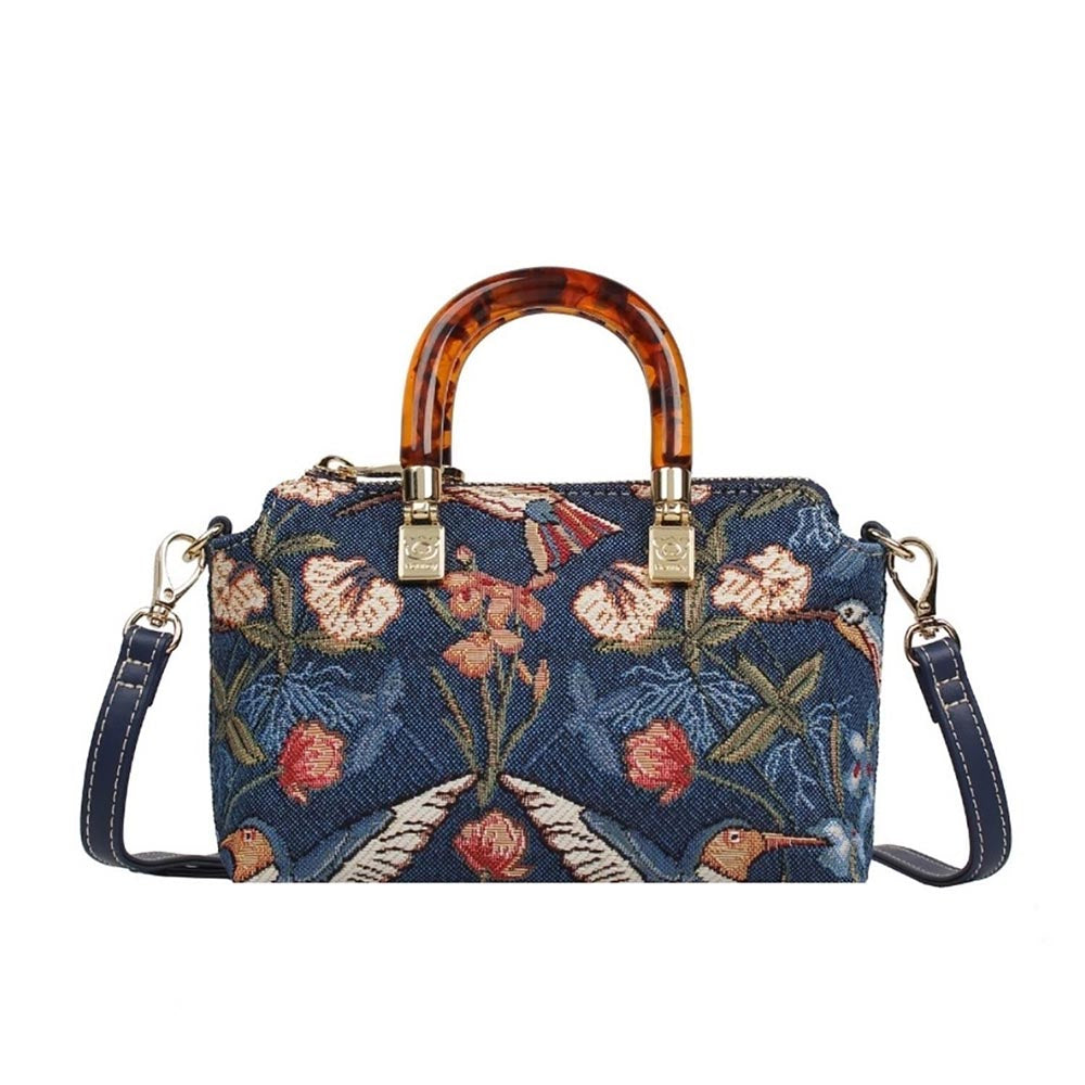 HENNEY BEAR Blue Hummingbird Handbag with Detachable Strap