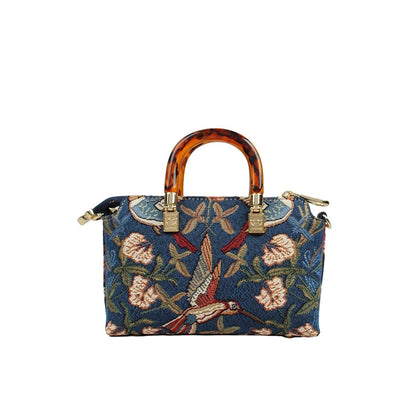 HENNEY BEAR Blue Hummingbird Handbag with Detachable Strap