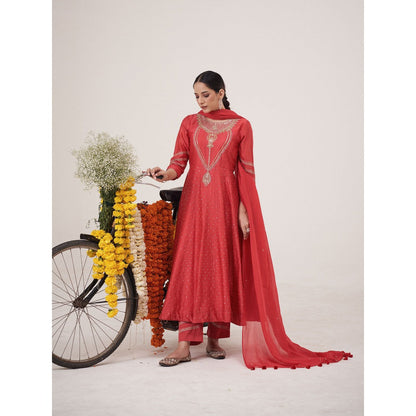 Hirika & Dhruti Hand Embroidered Anarkali with Pant and Dupatta (Set of 3)