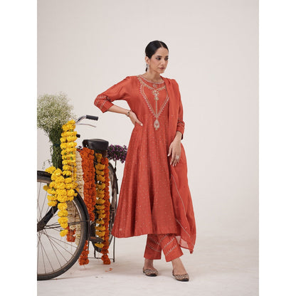 Hirika & Dhruti Hand Embroidered Anarkali with Pant and Dupatta (Set of 3)