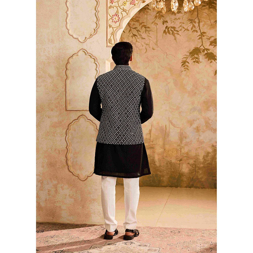 HISTORI Black Kurta with Jacket and Pant