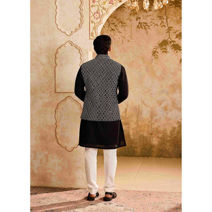 HISTORI Black Kurta with Jacket and Pant