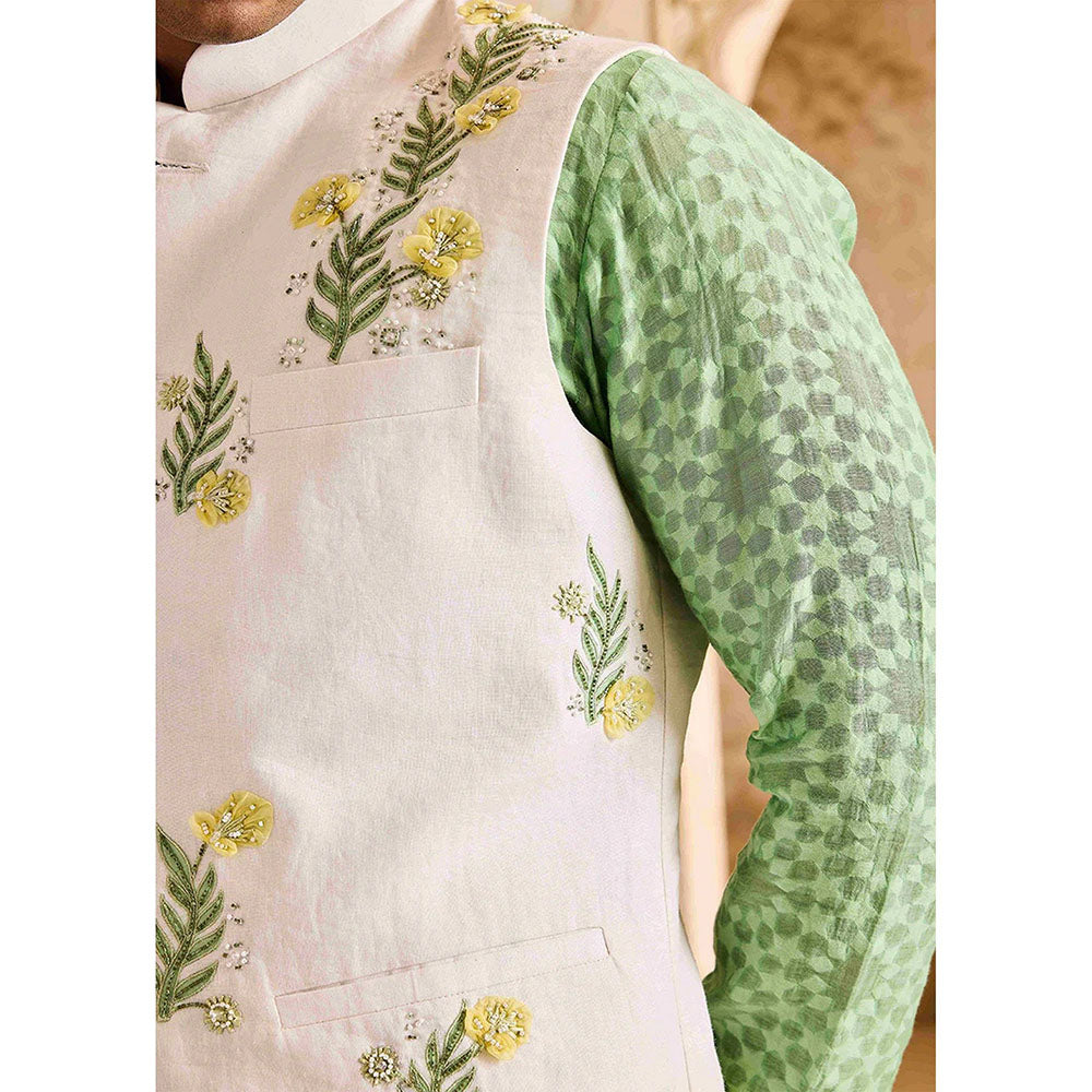 HISTORI Jade Green Kurta with Jacket and Churidar