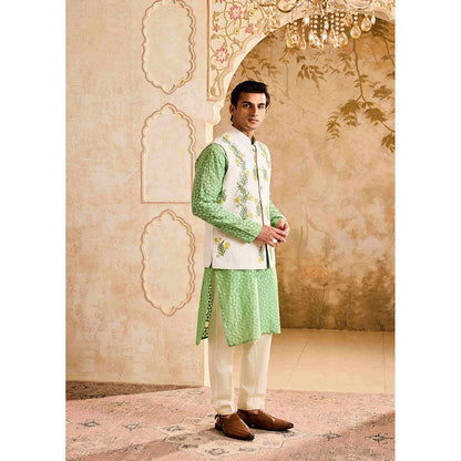 HISTORI Jade Green Kurta with Jacket and Churidar