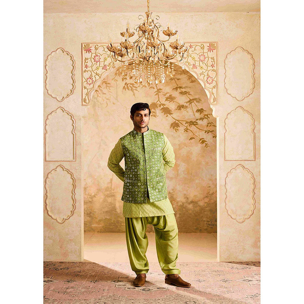 HISTORI Green Kurta with Jacket and Salwar