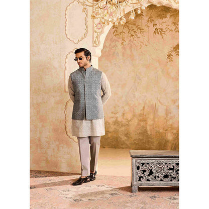 HISTORI Grey Kurta with Jacket and Pant