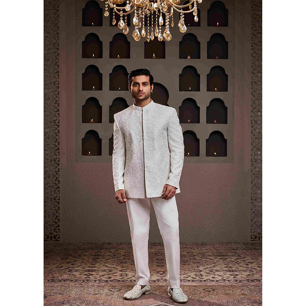 HISTORI White Jodhpuri Jacket with Pant