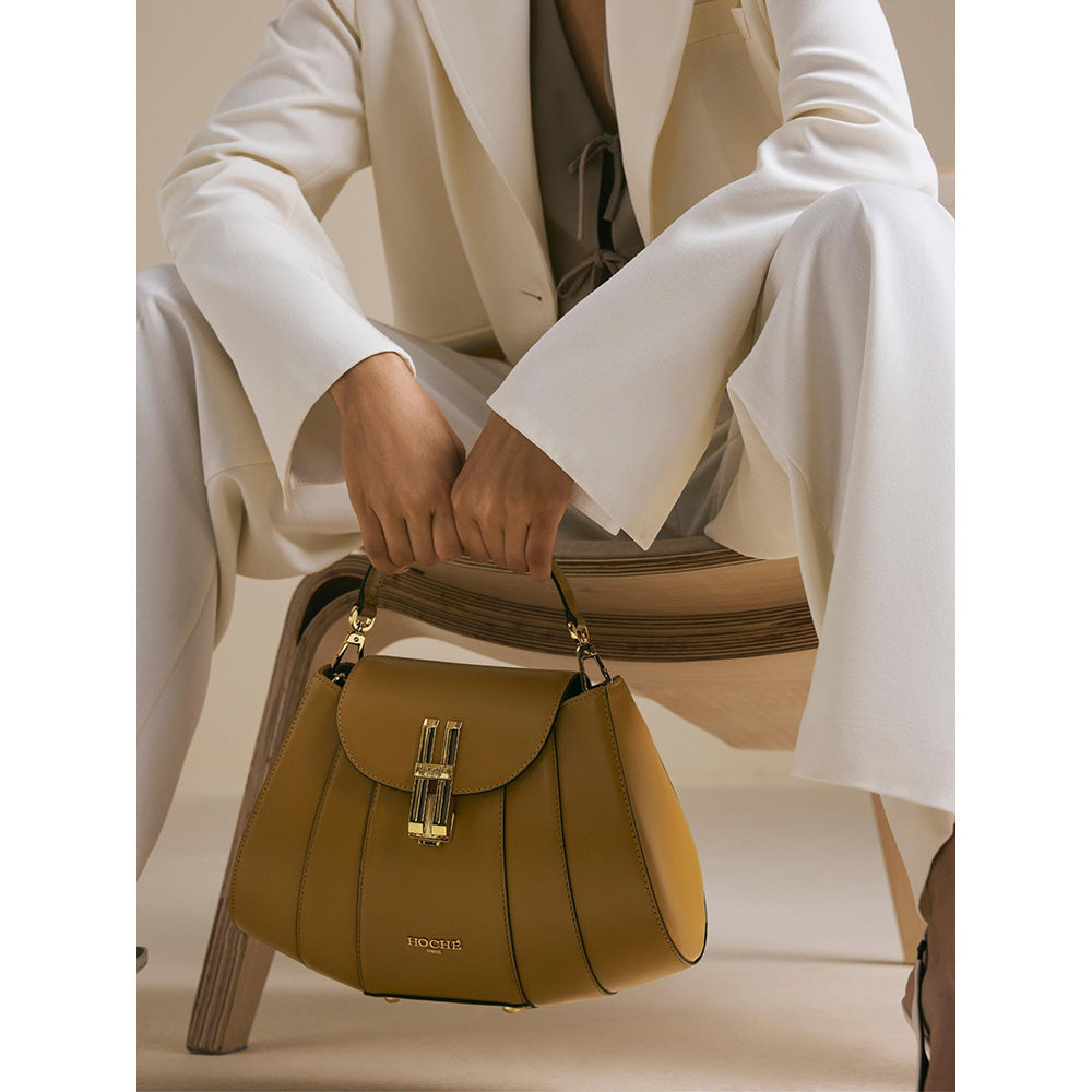 Hoche Paris Brioche Mini Top Handle Leather Handbag - Black