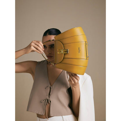 Hoche Paris Brioche Mini Top Handle Leather Handbag - Tan