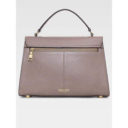 Hoche Paris Raffine Leather Satchel Bag with Detachable Strap - Taupe