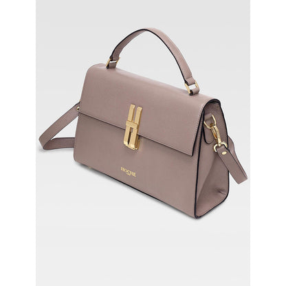 Hoche Paris Raffine Leather Satchel Bag with Detachable Strap - Taupe